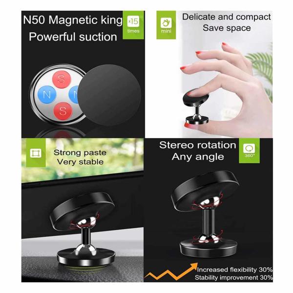 Dashboard Magnetic Car Phone Mounts Shockproof 35x40mm Adjustable 360