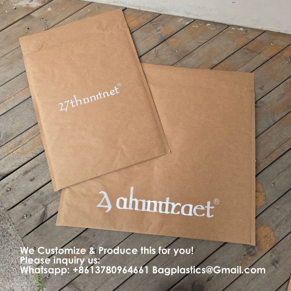 Custom Printed Design Clothing Courier Package Shipping Poly mailer Paper Mailer Biodegradable Kraft Cardboard Mail Envelope Paper Mailing Bag
