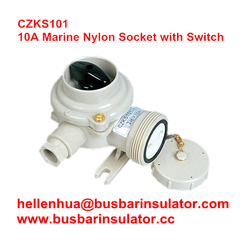 10A marine nylon socket with switch CZKS109 1144/R/FS Rotary switch