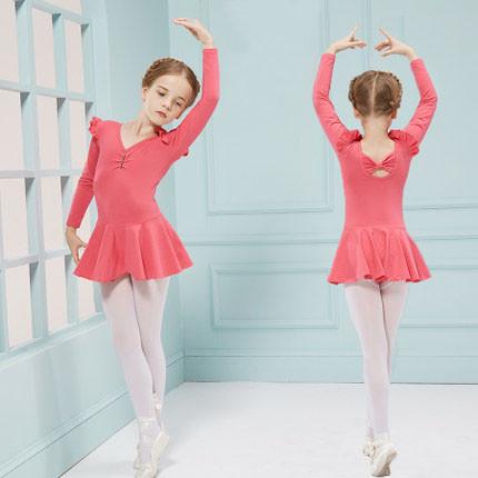 Children's autumn long butterfly sleeve dance costumes Girls rehinestones conjoined Ballet dance leotard dress