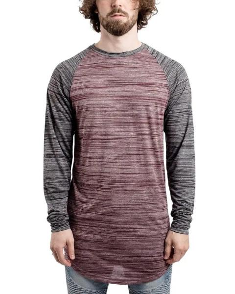                  Men′s Baseball Long Sleeved T-Shirt Oversize Fashion Basic Sleeve Raglan Men′s Longline Tee L/S             