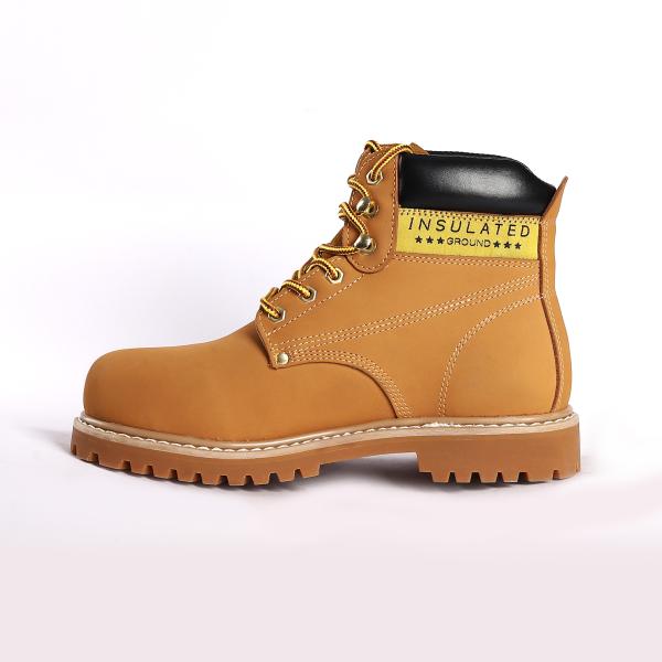 Breathable Nubuck Cow Leather Upper Material Goodyear Welt Safety Shoes with Lace-up Closure
