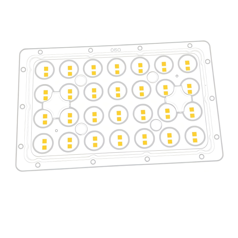 Factory Custom 60 Degree LED Lens Array for 3030/5050/7070 LED Modules – Optical Grade PC/PMMA High Efficiency Lens