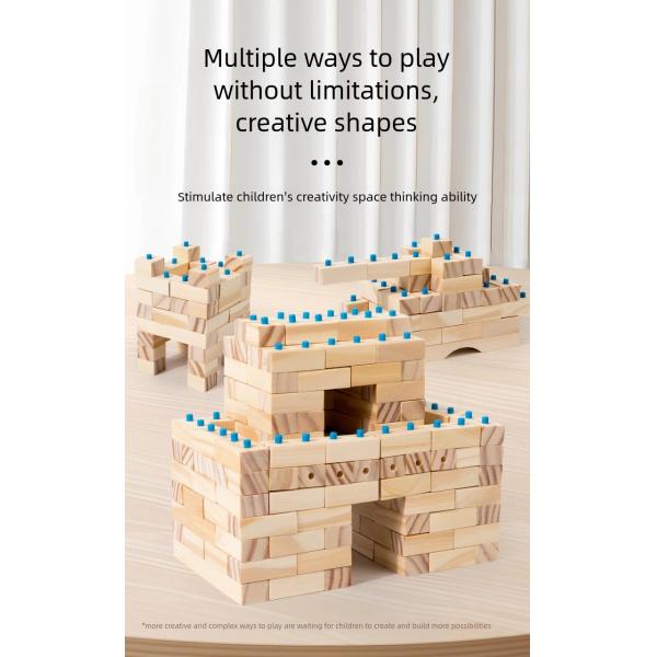 Natural Wooden Children's Early Education Creative Construction Building Bricks Block Puzzle Toys Kids Diy Assembly Set