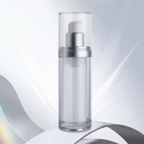Bouteille de pompe sans air 100 ml en plastique Bouteille de crème pour le corps argent
