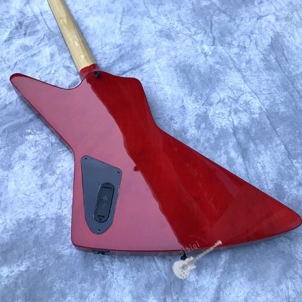 Custom Electric Guitar Rosewood Top Covered Black Hardware in Burgundy Customized Logo Shape
