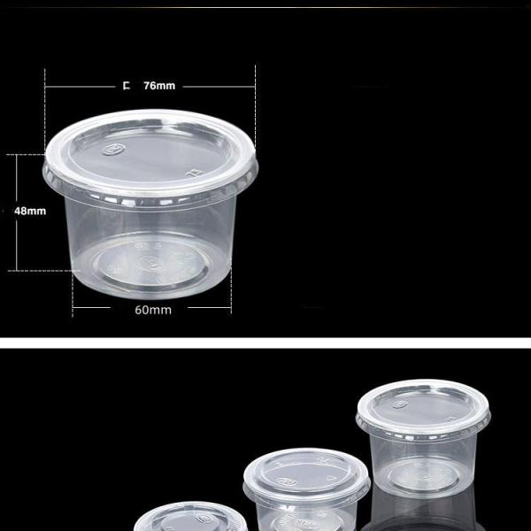 Copo de molho descartável de degustação de bebida Copo de plástico transparente espesso com tampa