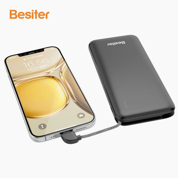Ultra Thin Portable Power Bank Mobile Charger 10000mah With Cable