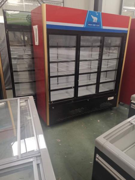 1168L Glass Door Display Freezer , 110V To 240V 3 Sliding Door Refrigerator