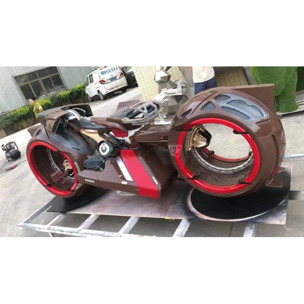 Luminous Motorcycle Disney-themed Decorative Sculpture for Public Spaces, Suitable for Scenic Areas and Outdoor Placement, Made of Cast Copper, Stainless Steel and FRP (Fiberglass Reinforced Plastic)