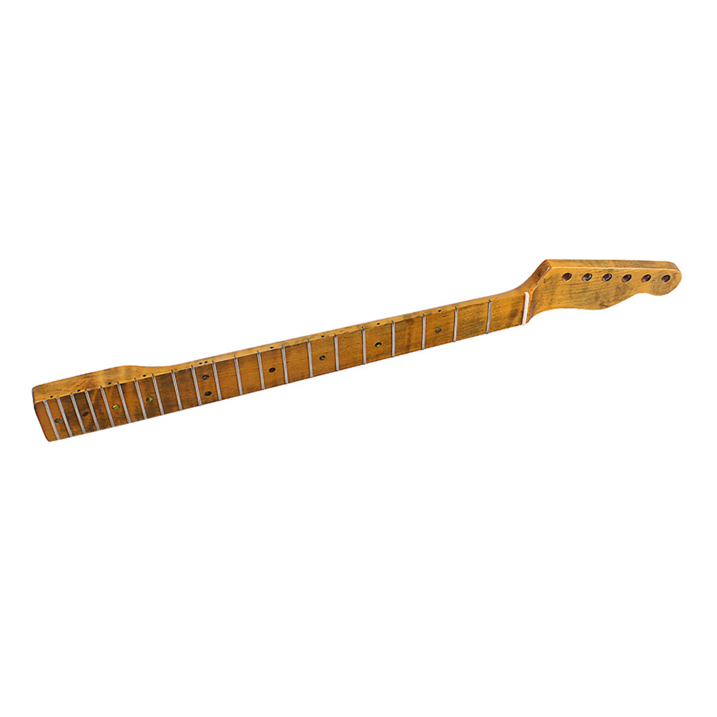 Fender Telecaster Кленовая шея Замена высокого блеска Желтый Тигр Пламя Кленовый Форма C Гитарная шея Абалоновые точечные маркеры