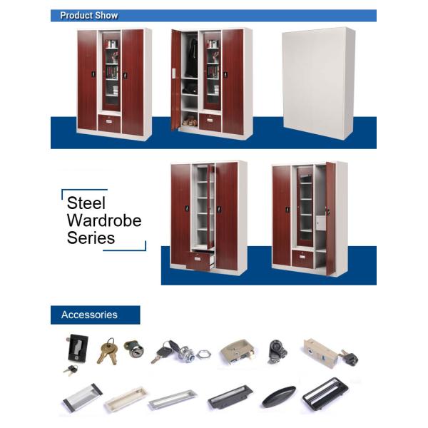 KD Electrostatic Powder Coating 0.23 CBM Metal Wardrobe Cabinet