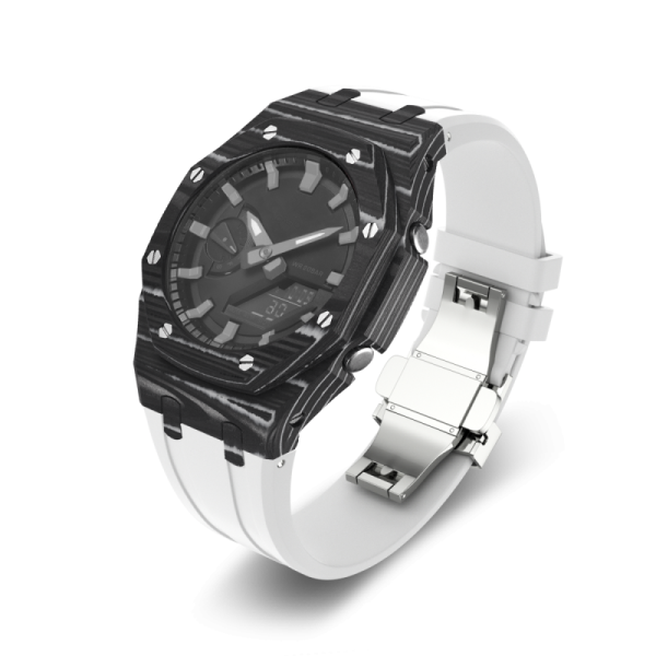 NEW Carbon Fiber Mod Kit Case Strap，For GA2100 GA-2100 Carbon Case Bezel Rubber