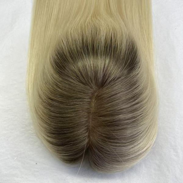 Wholesale 7T-60 # color  Silk Base Closure Topper Virgin Human Hair Toupee Replacement System for Women Cheaper Price Hairpiece