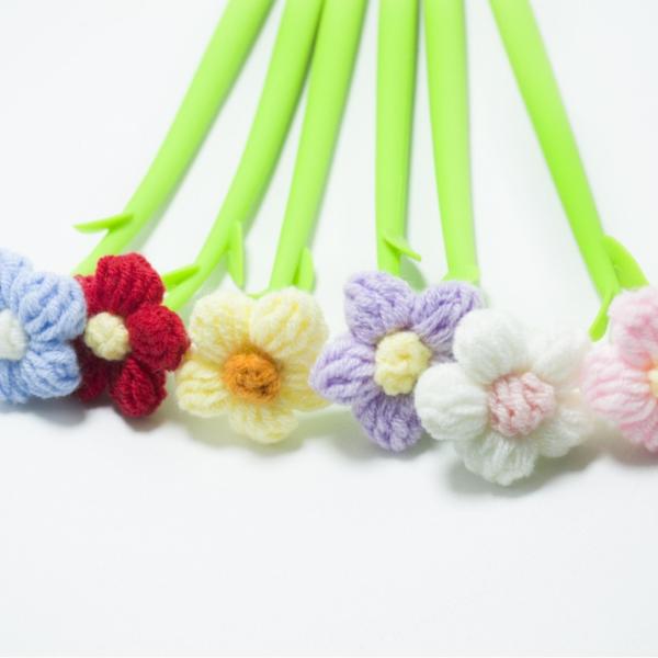 New Silicone Lucky Daisy Neutral Pen Knitted Flowers Creative Gel Ink Pens