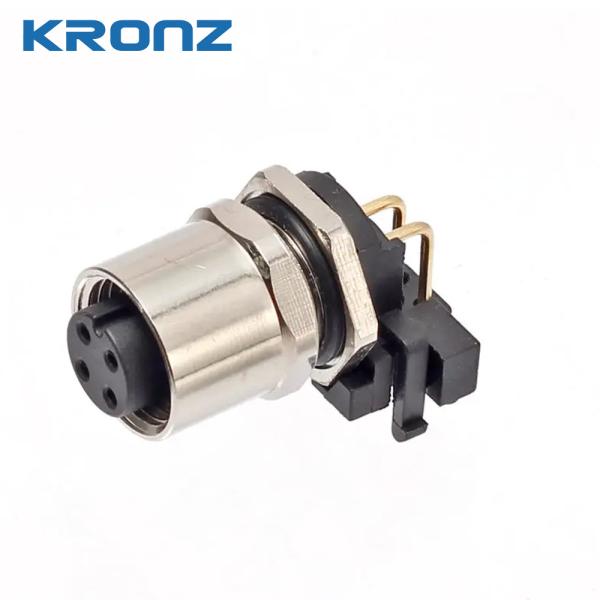 M12 Angled Female Back Mount Socket PCB Type Panel Mount 3/4/5/6/7/8/12 Pin Connectors