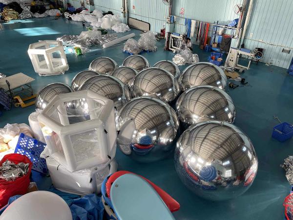 Hanging Giant Sphere Sealed Gold Silver Inflatable Mirror Ball Balloon for Decoration Christmas Silver Mirror Sphere Balls Disco