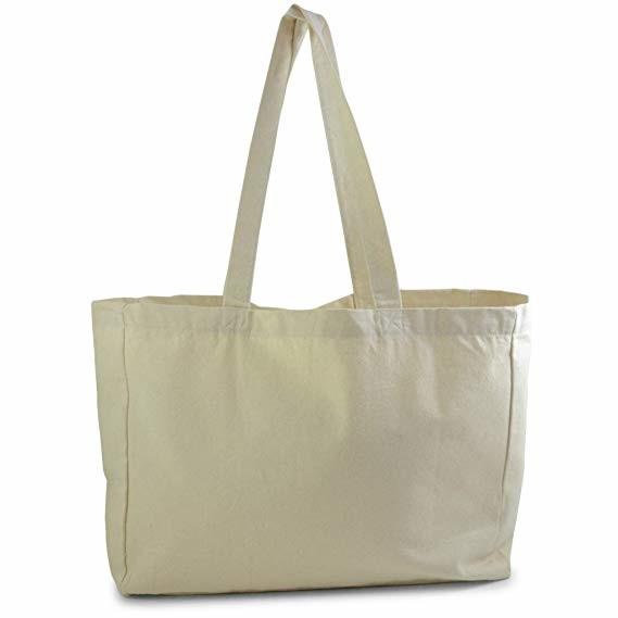 Multi Colored Cotton Shopping Tote Bags , Extra Thick Oversized Beach Tote Bags