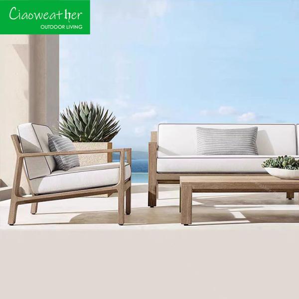 Terrace Wooden Set Luxury Modern Teak Wood Sofa Sets for Hotel Chairs Outdoor Sofa Garden Sofa Design Mail Packing N