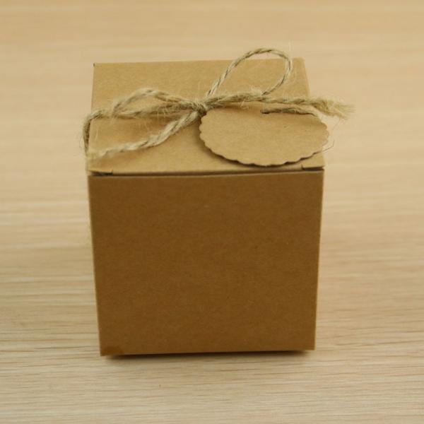 260g Kraft Paper Biodegradable Paper Food Packaging Square Candy Box 5*5*5cm