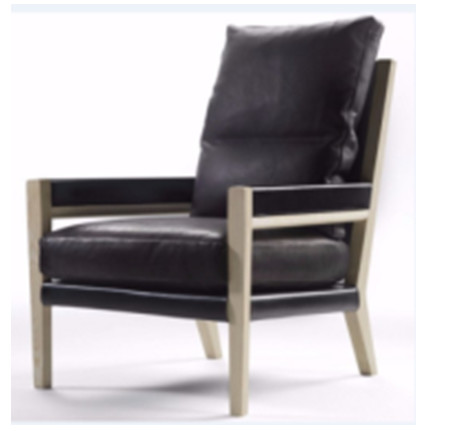 Adjustable Angles Modern Leather Black Mid Century Armchair Odorless