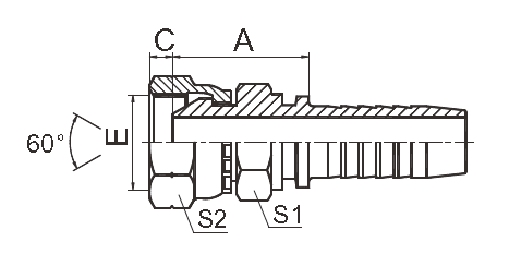 1 Inch BSP Hydraulic Fittings 60 Degree Cone Seat With Double Hexagon