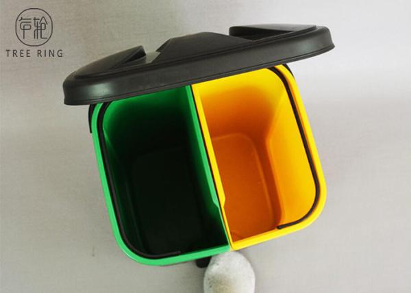 Dobro plástico pequeno 20l do gêmeo do escaninho do pedal dos compartimentos separados interno/exterior