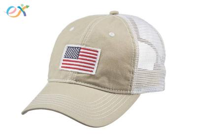 Polyester Fabric Custom Baseball Caps 100% Cotton With Embroidered U.S Flag Patch