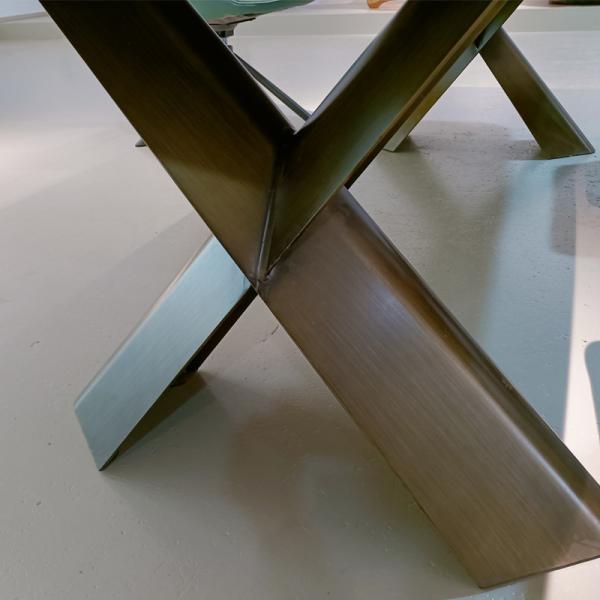 Contemporary Modern Luxe X Base Ceramic Marble Dining Table