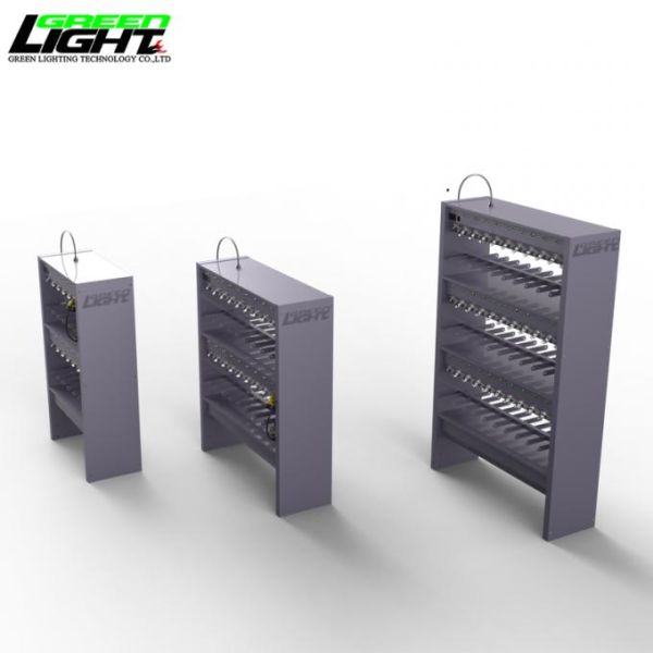 Industrial Mining Lamp Charging Station Cabinet for Corded Cap Lamps | Multi-Unit Charger Rack with Short Circuit Protection
