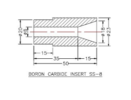 Wear Resistant Black Boron Carbide Insert Sandblasting Nozzles 35-82mm Length