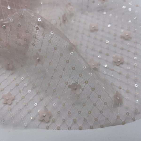 Patterns Glitter Embroidery Fabric Lightweight M13-029