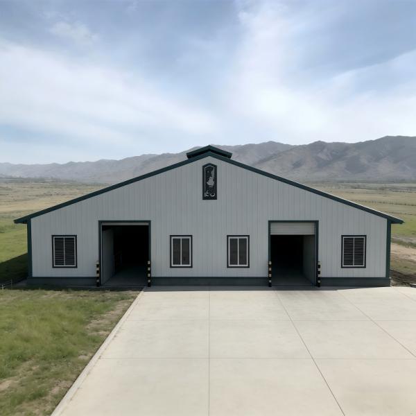 Hot-Dip Galvanized Customizable Multi-Bay Steel Structure Cow Barn for Commercial Ranch Beef Cattle Fattening