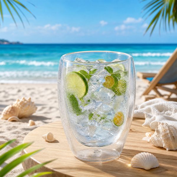 500ML Capacity Egg Shape Glass Water Tumbler Drinking Cup With Sequins And Glitter