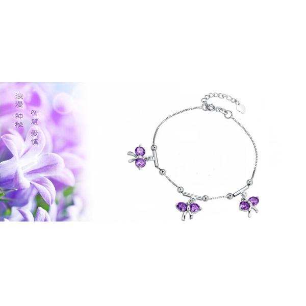 S925 silver bracelet Korean cute bow silver diamond jewelry to send his girlfriend a gift