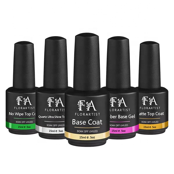 Free Sample Private Label OEM Nail Functional Rubber Base Top Coat Soak Off Uv Gel Polish for Nail Salon Shop