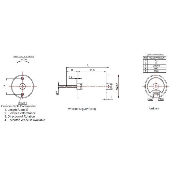 BL2430 24mm Brushless Motor , 8000 RPM Electric Motor For Home Appliance