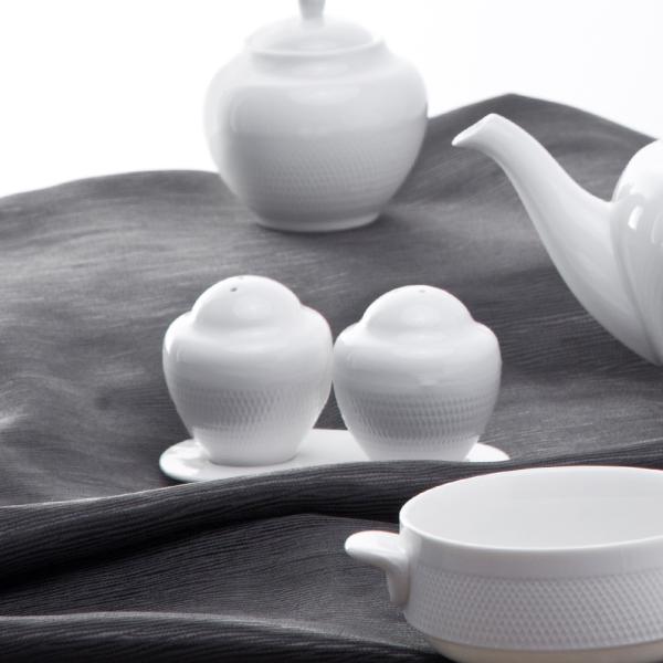 Ceramic Salt And Pepper Set With Saucer Tableware Accessories