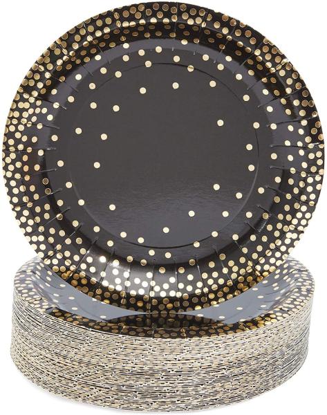 Dessert 7 Inches Gold Foil Compostable Paper Plates For Cake Dessert