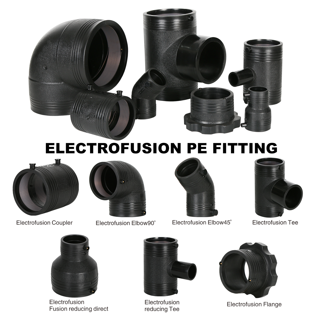 HDPE Electrofusion PE переходник локтя 45 градусов для линии трубы