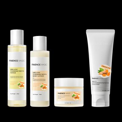 FM OEM Tumeric Man's Skincare Set Wtih Tumeric Extract Whitening Anti-wrinkle Shrink Pores Oil-controlling for Beauty Salon Use