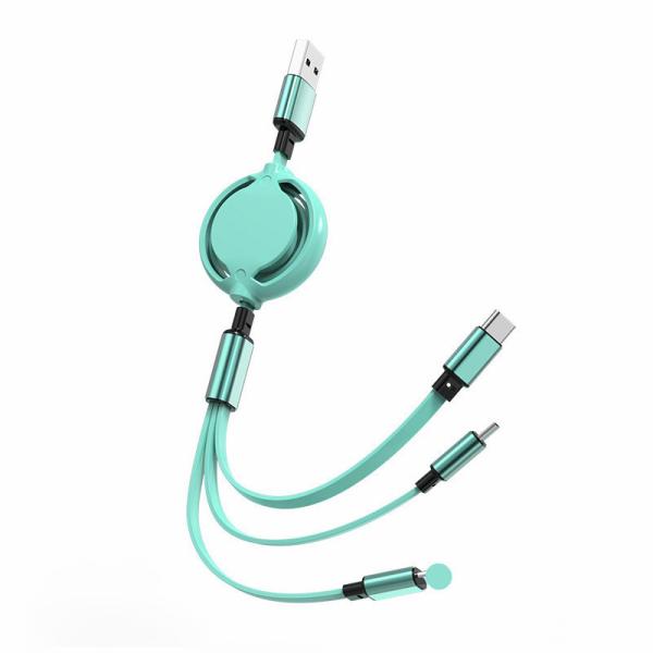 Multi Universal OD 3.5mm Fast Charging USB Cables Pink Yellow Green