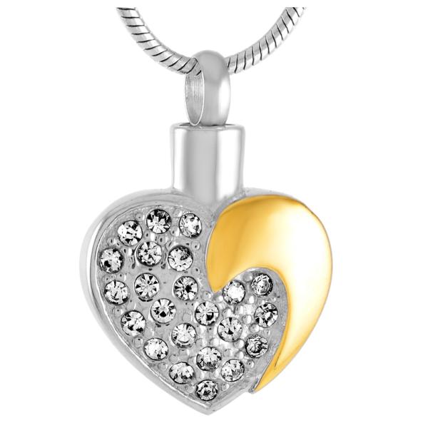 Heart Crystal Pendant Necklace Cremation Jewelry for Women Keepsake Ashes Locket Pet Urn Gift