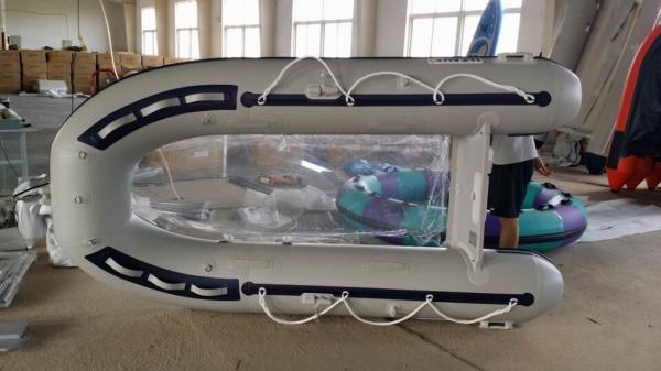 45KGS Small Glass Bottom Boat Transparent Hull PVC / Hypalon 3.0m For Sports