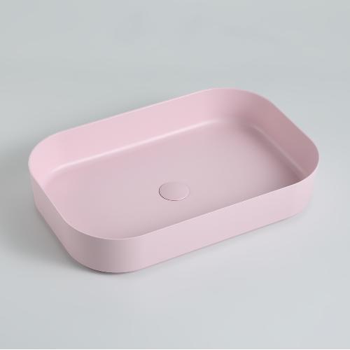Lavabo de salle de bain en mélamine rose, vasque à poser, comptoir, lavabo de couleur en gros