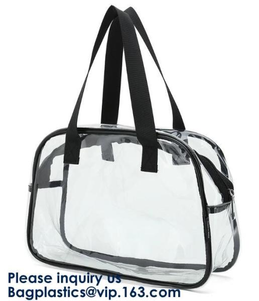 Clear PVC Bag With Zipper Interior Pouch And Detachable Shoulder Strap,Cosmetic Tote Bags With Zipper Closure, bagease