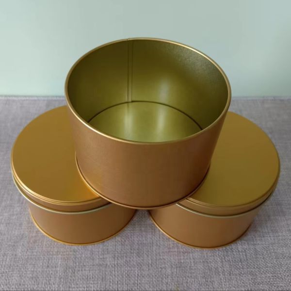 Luxury Tinplate Candy Tin Cans Square Rectangle Matt Black Tea Container for Cookie Golden Tea