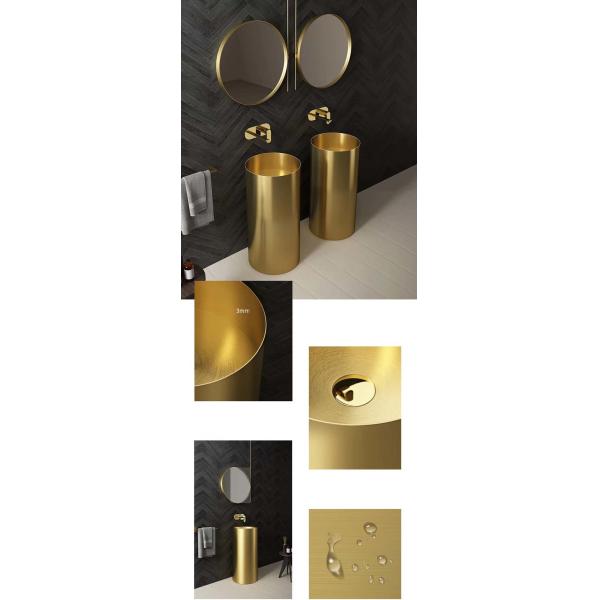 Luxury Metal Sink Pedestal , Freestanding Pedestal Basin Stainless Steel 304 Material