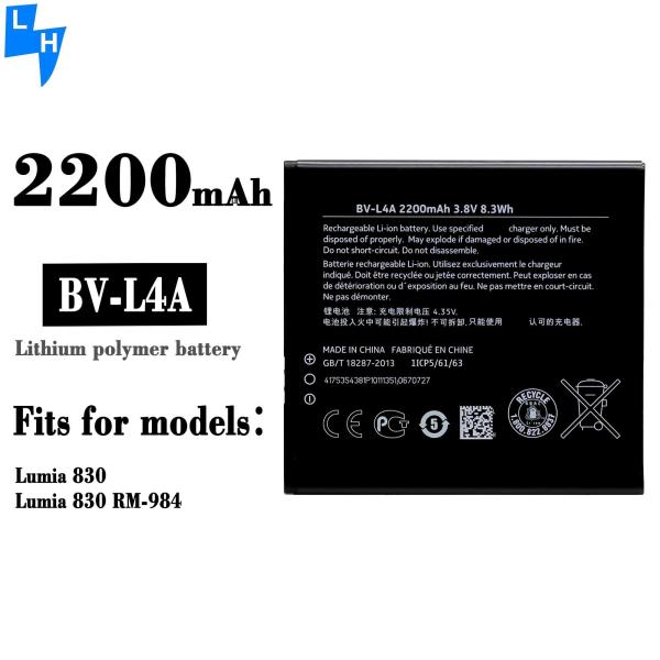 Recarregável Branco 3.8v 2200mah Bateria de iões de lítio Bv-l4a Para Nokia Lumia 830 540 Telefone Móvel