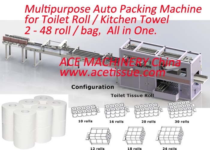 Multifunctional Bathroom Tissue Packing Machine Quick Changeover Between Toilet Paper And Kitchen Towel Packaging